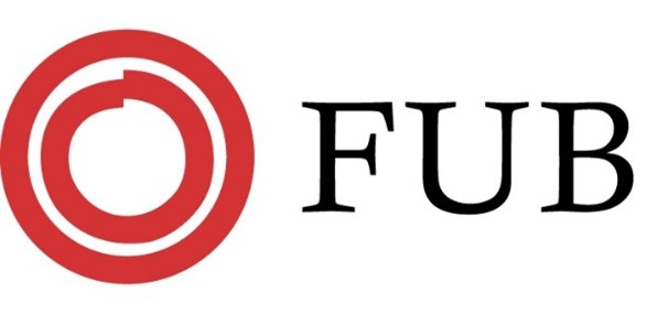 FUB:s logotyp med två röda cirklar i varandra och bokstäverna FUB i svart